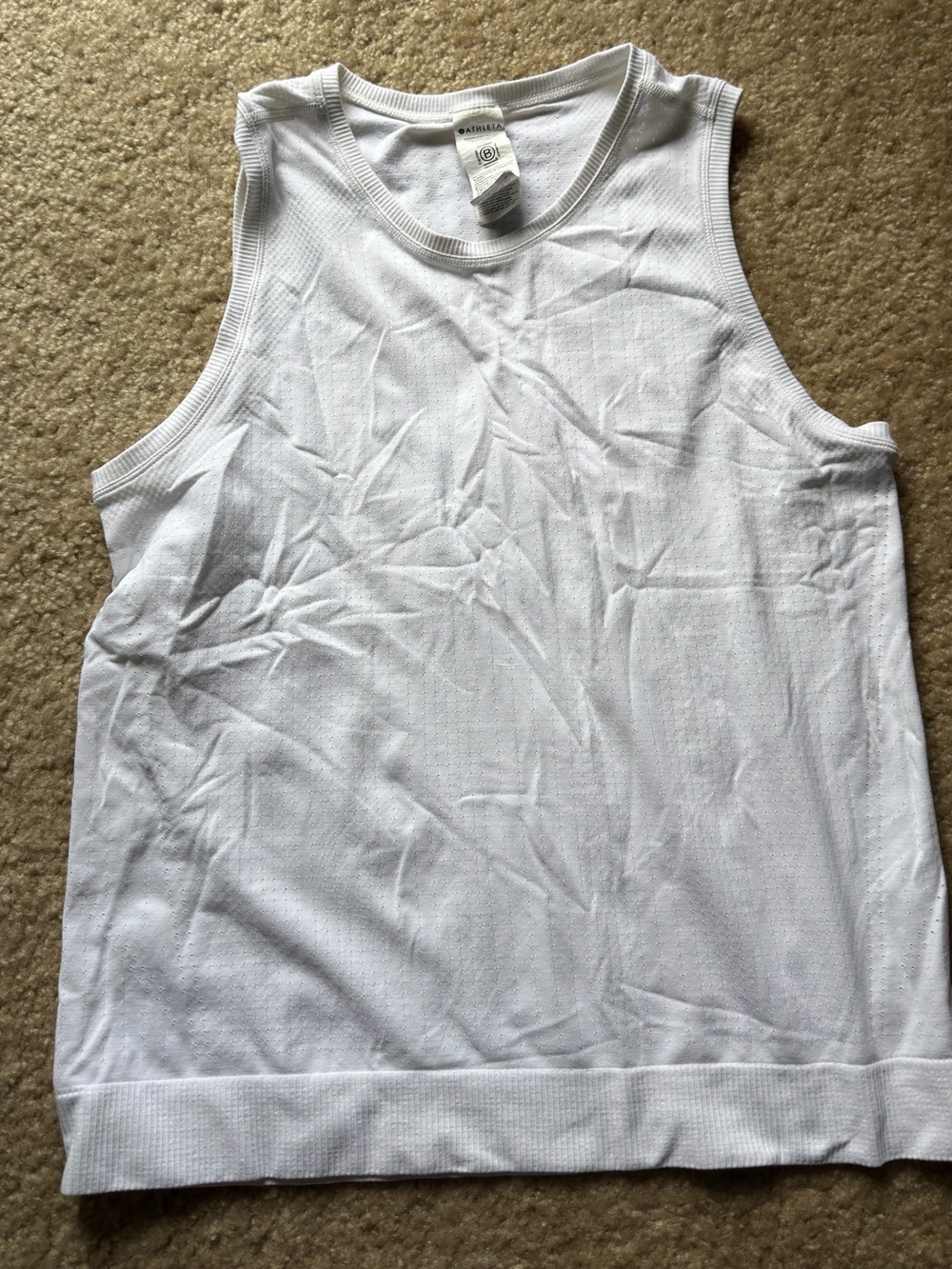 Athleta White Ribbed Crewneck Tank